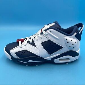 Mens Nike Air Jordan 6 Low Golf Shoes Size 7 White Navy Red Olympic DV1376-101